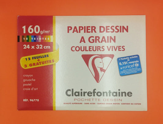 Papier dessin a grain couleur vives claire fontaine